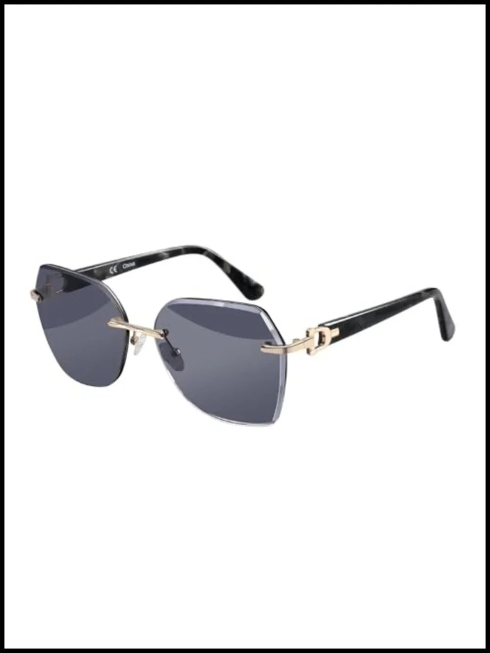 Oversized Rimless Diamond Cutting Gradient Lens Sunglasses UV400